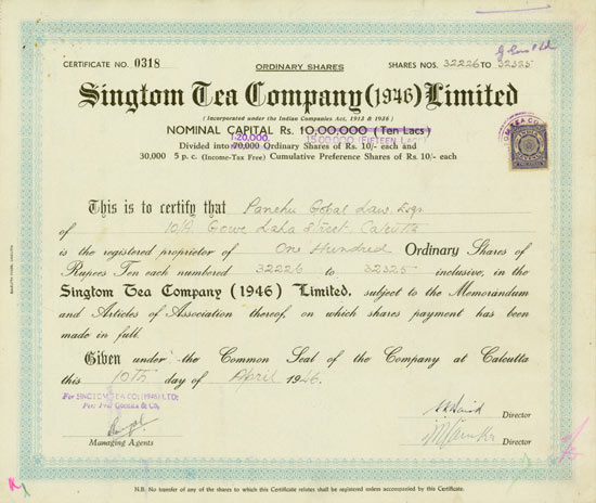 Singtom Tea Company (1946) Limited