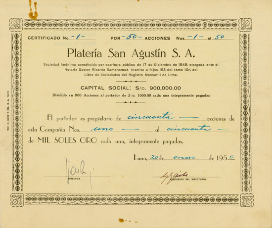 Plateria San Augustin S. A.