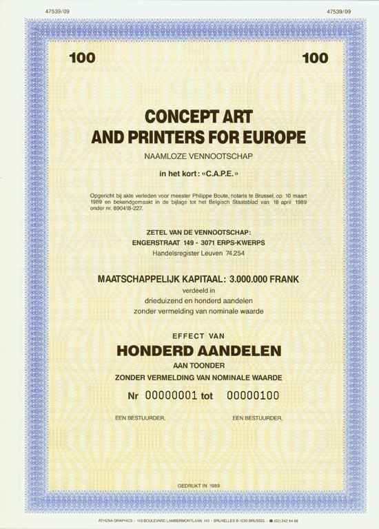 Concept Art and Printers for Europe Naamlooze Vennootschap