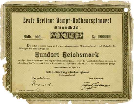 Erste Berliner Dampf-Roßhaarspinnerei AG