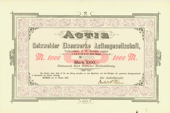 Geisweider Eisenwerke AG, Vorbesitzer J. H. Dresler sen.