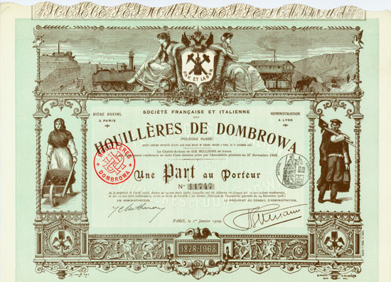Société Française et Italienne des Houillères de Dombrowa (Pologne Russe)
