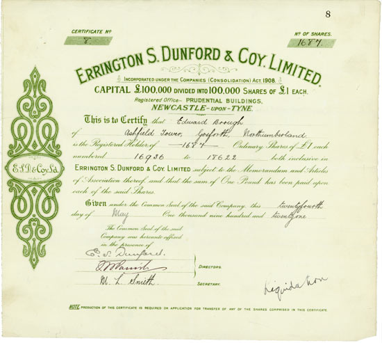 Errington S . Dunford & Coy. Limited