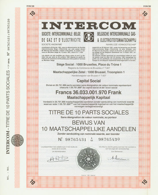 Intercom Societe Intercommunale Belge de Gaz et d'Electricite [4 Stück]
