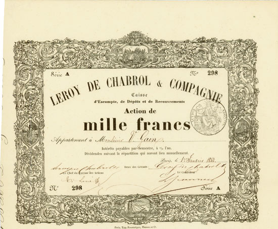 Leroy de Chabrol & Compagnie Caisse d'Escompte, de Dépots et de Recouvrements