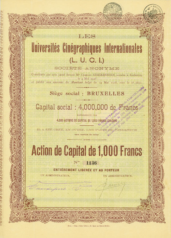 Les Universités Cinégraphiques Internationales (L.U.C.I.) Société Anonyme