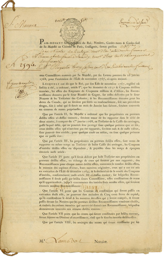 Rente Viagére - Edit de November 1767
