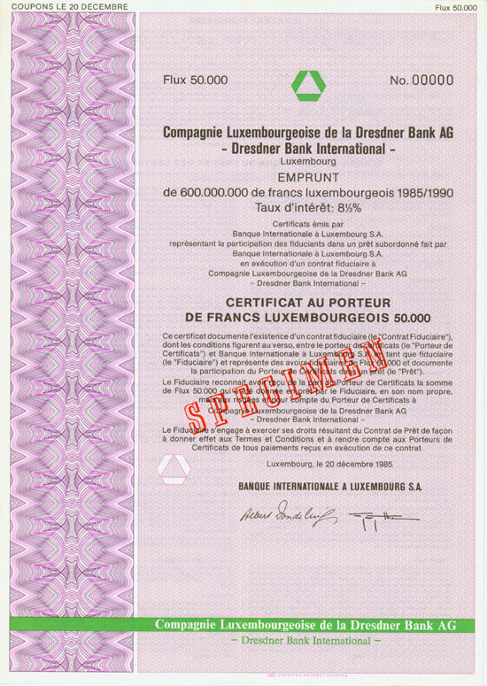 Compagnie Luxembourgeoise de la Dresdner Bank AG - Dresdner Bank International
