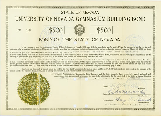 State of Nevada - University of Nevada Gymnasium Building Bond