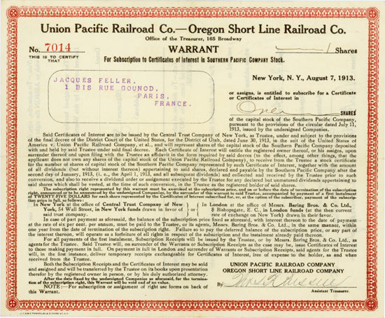 Union Pacific Railroad Co. - Oregon Short Line Railroad Co.