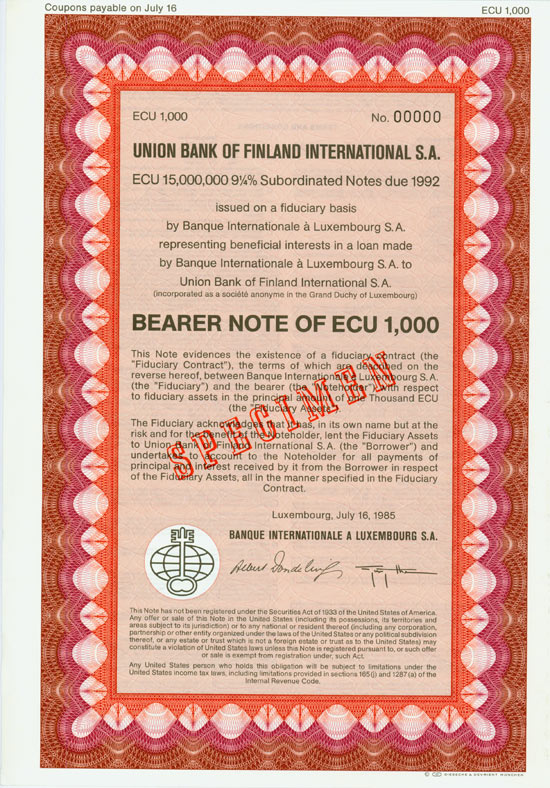 Union Bank of Finland [2 Stück]