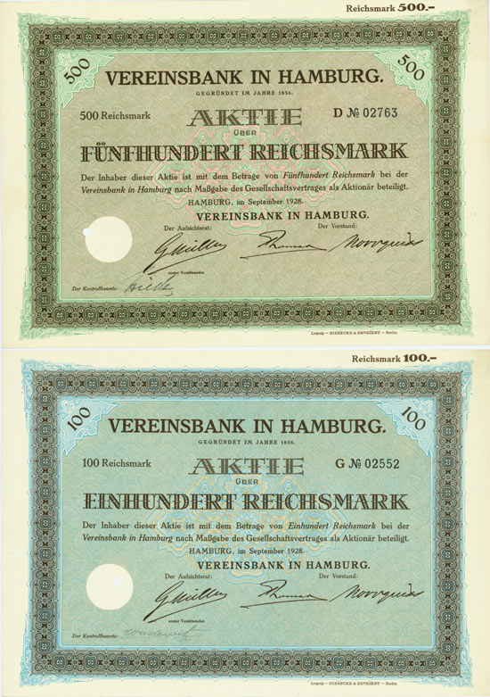Vereinsbank in Hamburg [4 Stück]
