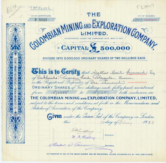 Colombian Mining and Exploration Company, Ltd.