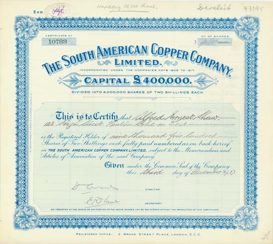 South American Copper Company, Ltd.