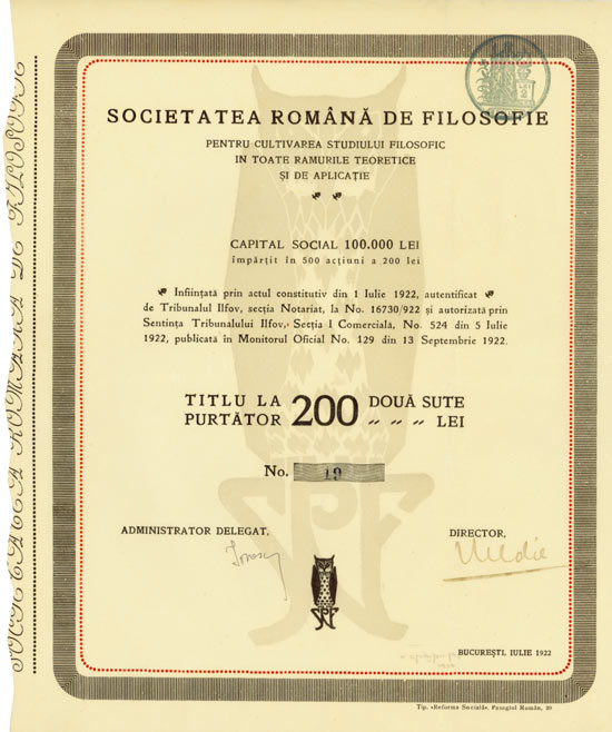 Societatea Romana de Filosofie pentru Cultivarea Studiului Filosofic in Toate Ramurile Teoretice si de Aplicatie