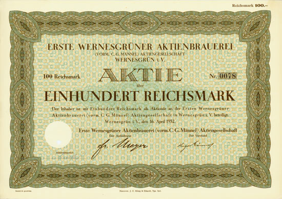 Erste Wernesgrüner Aktienbrauerei (vorm. C. G. Männel) AG