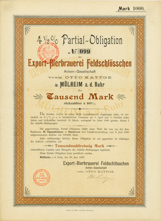 Export-Bierbrauerei Feldschlösschen AG vorm. Otto Kattge