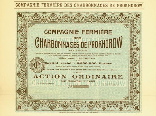 Compagnie Fermière des Charbonnages de Prokhorow Société Anonyme