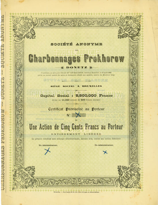 Société Anonyme des Charbonnages de Prokhorow (Donetz)