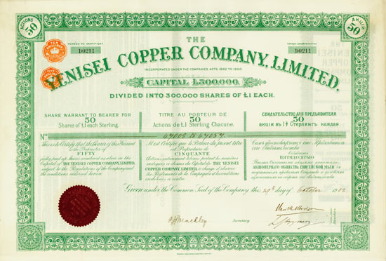 Yenisei Copper Company, Limited