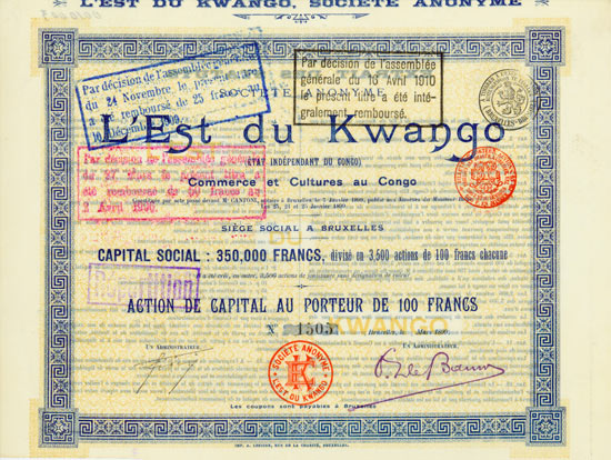 Société Anonyme L'Est du Kwango (État Indépendant du Congo) Commerce et Cultures au Congo
