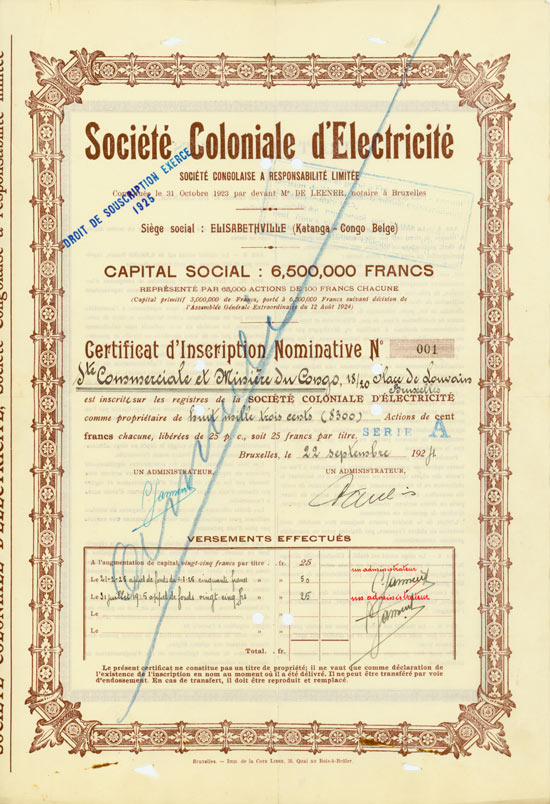 Société Coloniale d'Electricité Société Congolaise a Responsabilité Limitée