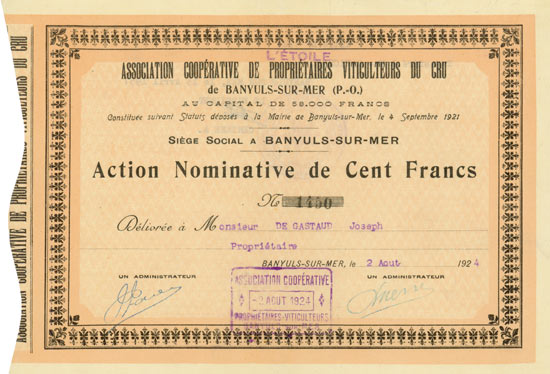 Association Coopérative de Propriétaires Viticulteurs du Cru de Banyuls-sur-Mer (P.-O.)