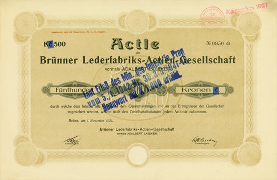 Brünner Lederfabriks-Aktien-Gesellschaft vormals Adalbert Laseker