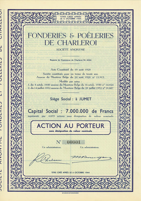 Fonderies & Poeleries de Charleroi Société Anonyme