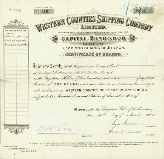 Western Counties Shipping Company Limited [3 Stück]