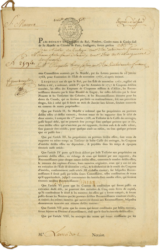 Rente Viagére - Edit de November 1767