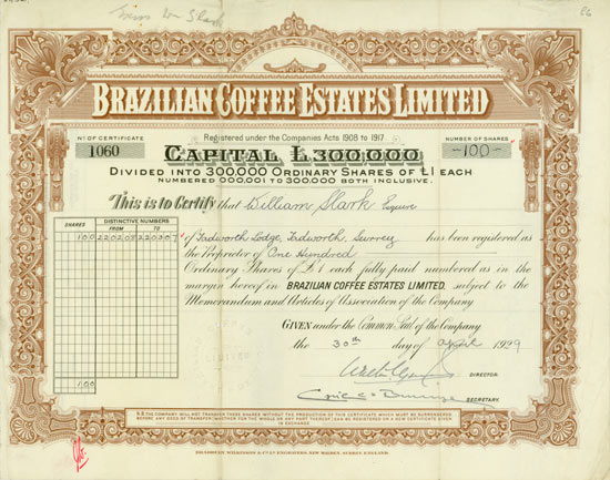 Brazilian Coffee Estates Limited