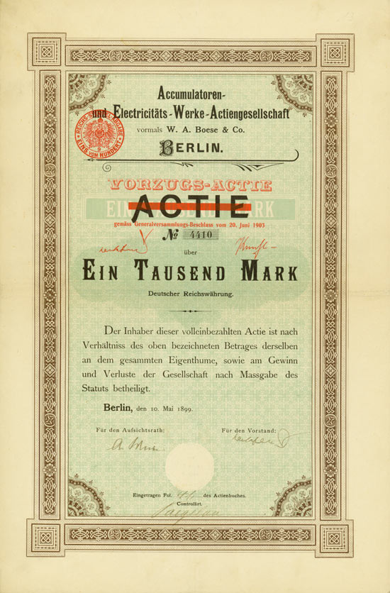 Accumulatoren- und Electrizitäts-Werke-Actiengesellschaft vorm. W. A. Boese & Co., Berlin