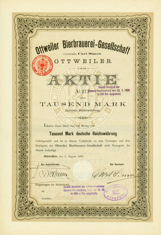 Ottweiler Bierbrauerei-Gesellschaft vormals Carl Simon