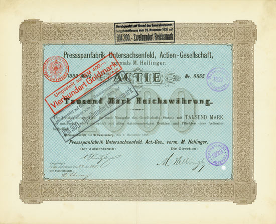 Pressspanfabrik Untersachsenfeld, AG vormals M. Hellinger