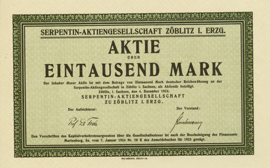 Serpentin-AG zu Zöblitz i. Erzg.