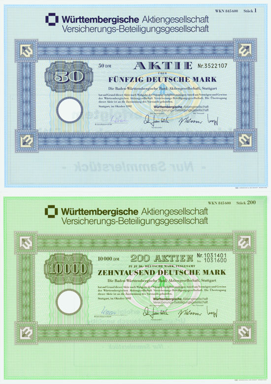 Württembergische AG Versicherungs-Beteiligungsgesellschaft [3 Stück]
