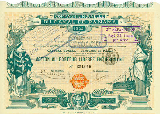 Compagnie Nouvelle du Canal de Panama 1894 Société Anonyme