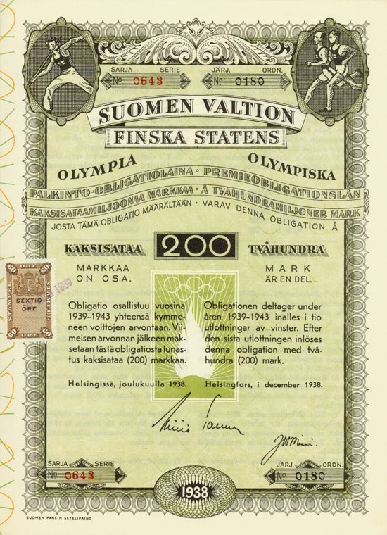 Finnland - Olympia / Suomen Valtion Finska Statens