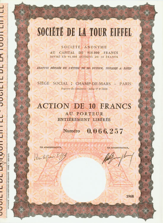 Société de la Tour Eiffel Société Anonyme [Multiauktion 2]