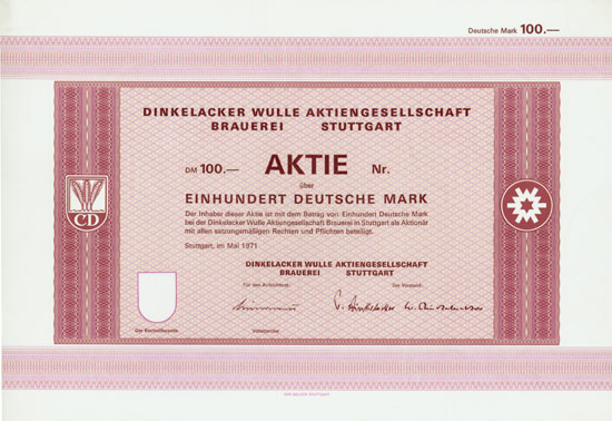 Dinkelacker Wulle Brauerei AG [Multiauktion 8]