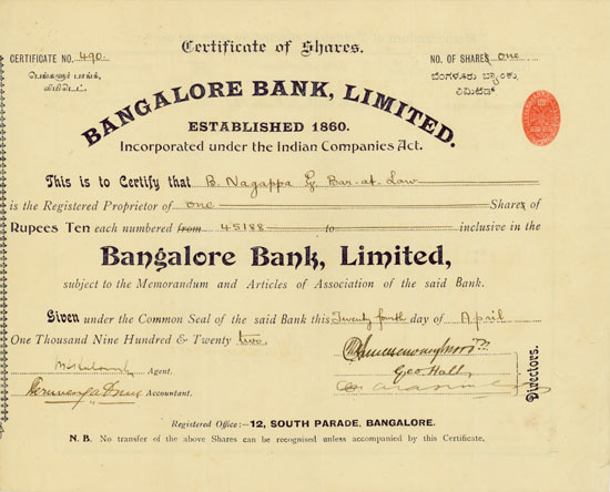 Bangalore Bank, Limited