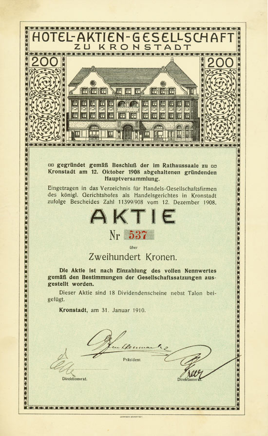 Hotel-Aktien-Gesellschaft zu Kronstadt