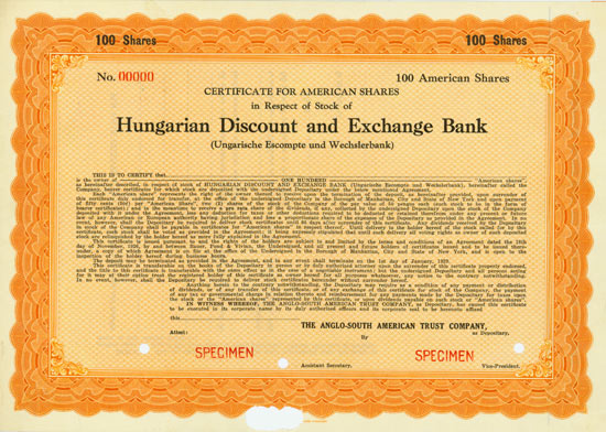 Hungarian Discount and Exchange Bank (Ungarische Escompte und Wechslerbank)