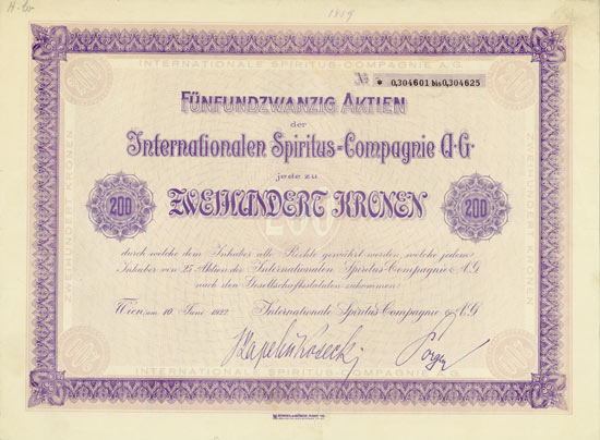 Internationale Spiritus-Compagnie AG [2 Stück]