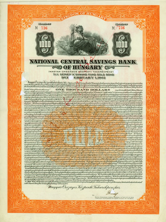 National Central Savings Bank of Hungary (Magyar Orszagos Központi Takarekpenzt)