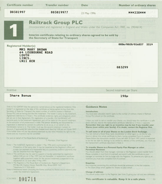 Railtrack Group Plc