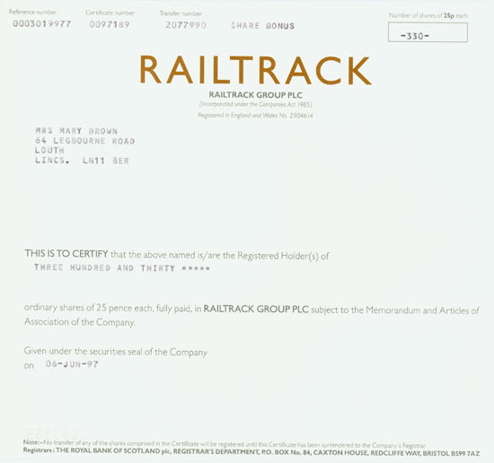 Railtrack Group Plc