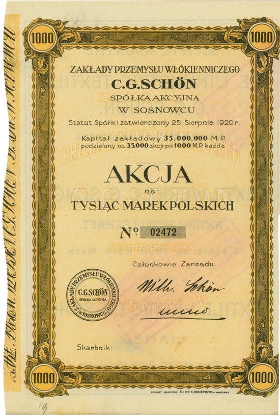 Textilwerke C. G. Schön AG / Zaklady Przemyslu Wlokienniczego C. G. Schön