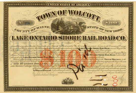 Town of Wolcott - Lake Ontario Shore Rail Raod Co.